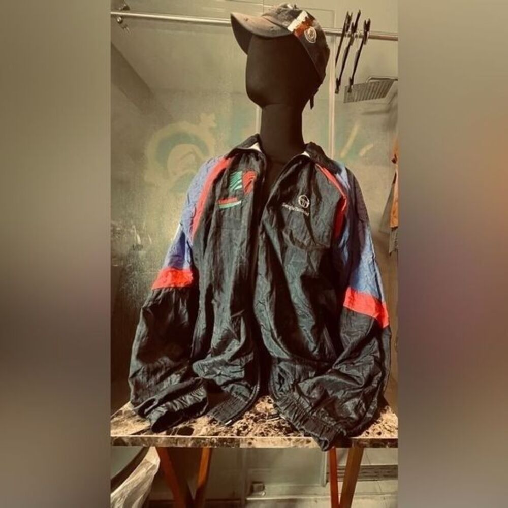 Sergio Tacchini Windbreaker - Pink blue white XL - Longsleeve Y2k Spring Jacket
